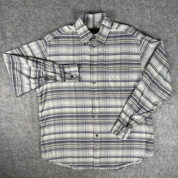 Ermenegildo Zegna Button Up Dress Shirt Plaid Long Sleeve Mens Size Medium - Picture 2 of 8